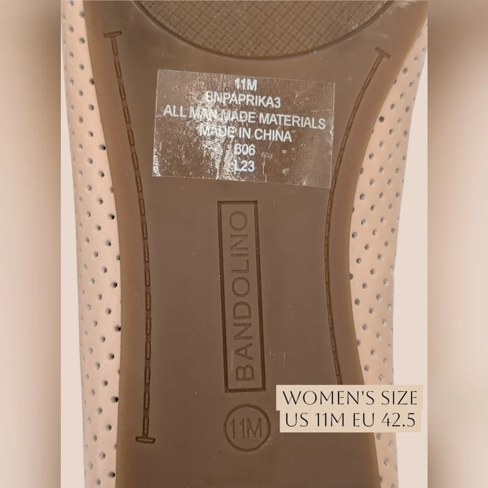 Bandolino Paprika Sz 11M Perforated Breathable Nude Comfy Slip-On Ballet Flats